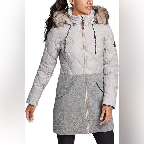 Eddie Bauer Jackets & Blazers - Eddie Bauer Women's Quilted Puffer Jacket - Cream and Gray
